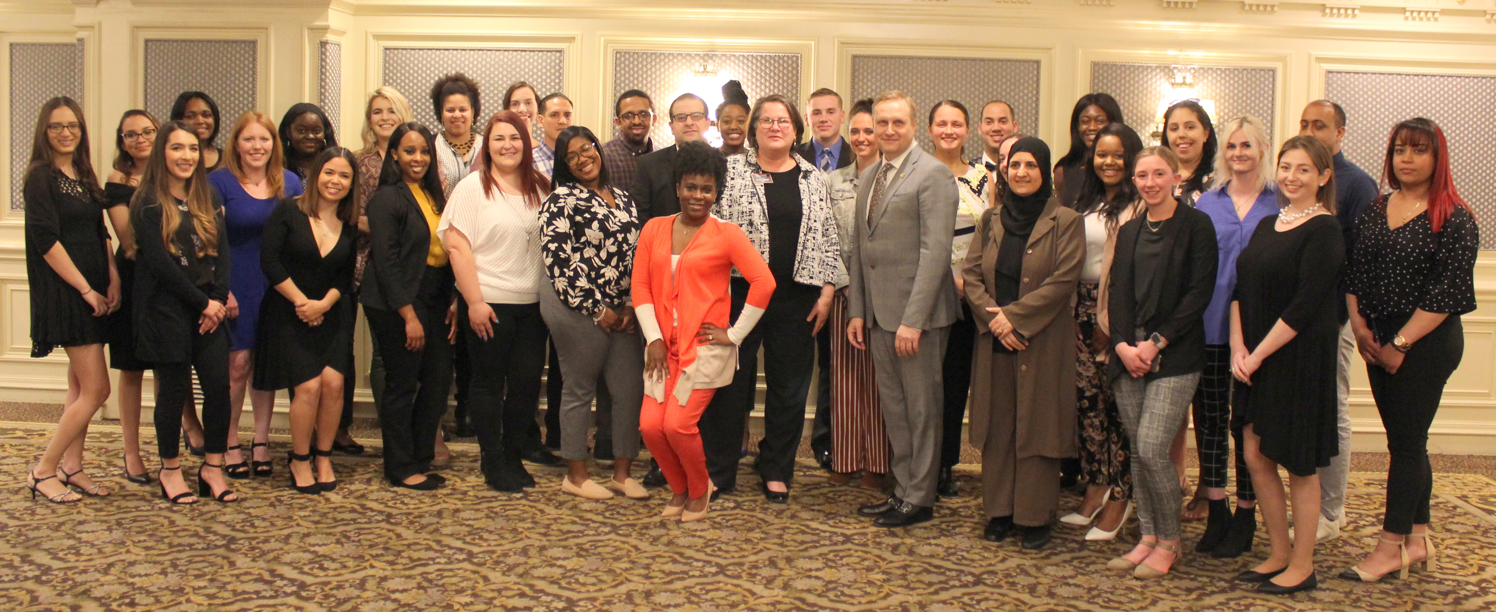 2019 Honors Banquet - inductees with President Dean Chair.JPG